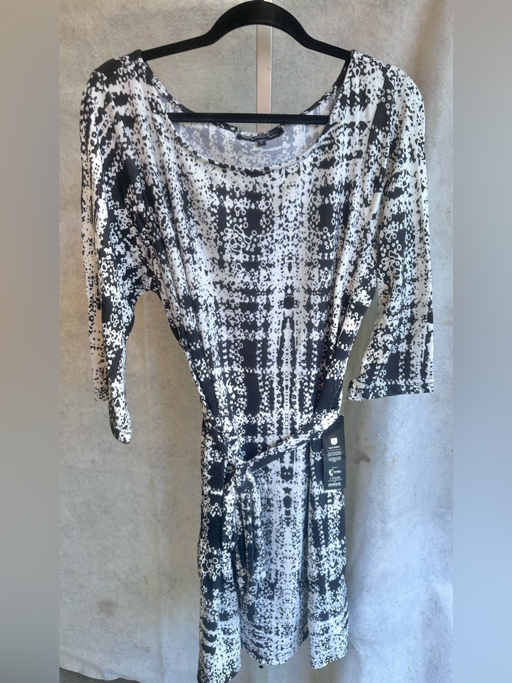 Mlle Gabrielle Black & White Tie-Waist Midi Dress